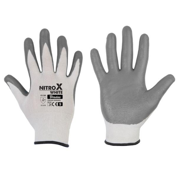 Перчатки защитные NITROX WHITE нитрил, размер 9, RWNWH9