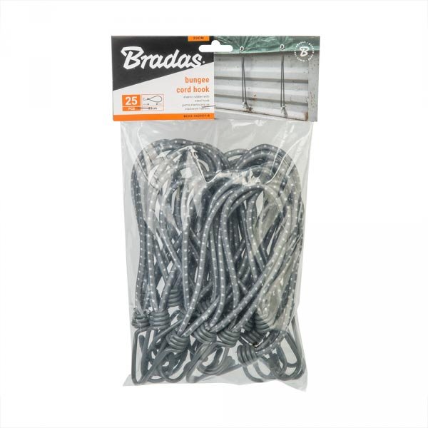 Набор резиновых шнуров с крючком, 20см, 25шт, PVC BUNGEE CORD HOOK, BCH4-0620GY-B