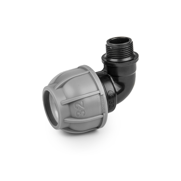 Коліно для труб PE, 25 мм, PN10, із зовнішнім різьбленням 1/2", DSRA10K25M12