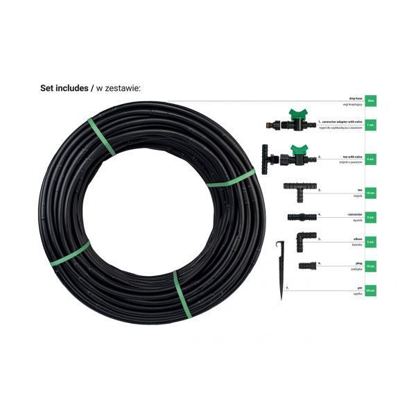 Комплект с капельной трубкой, WATER FLOW DRIP, 50 м. DSWWF50-SET2