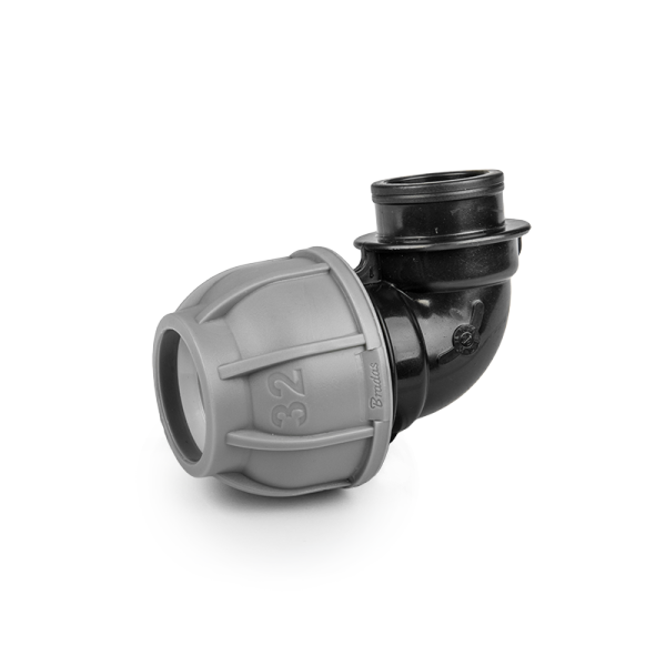 Коліно для труб PE, 50 мм, PN10, з внутрішнім різанням 6/4", DSRA10K50F64