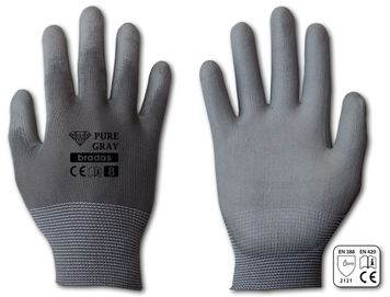 Перчатки защитные PURE GRAY полиуретан, размер 9, блистер, RWPGY9