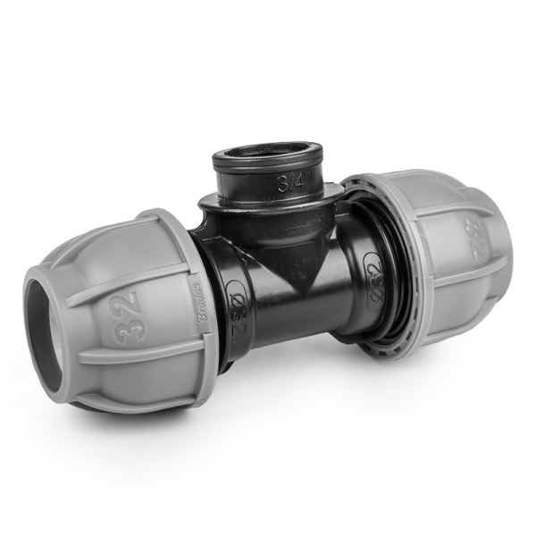 Трійник для труб PE, 32 мм, PN10, з внутрішнім різанням 1", DSRA10T32F1