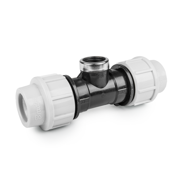 Трійник для труб PE, 50мм, PN16, з внутрішнім різанням 5/4", DSRA16T50F54