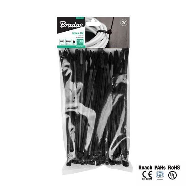 Стяжки кабельные, пластиковые, UV, BLACK, 2,5*100 мм, TS1125100B