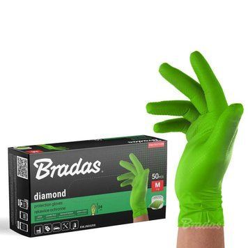 Защитные перчатки DIAMOND, нитриловые, размер M 7-8, зеленые, RWJNDGR8