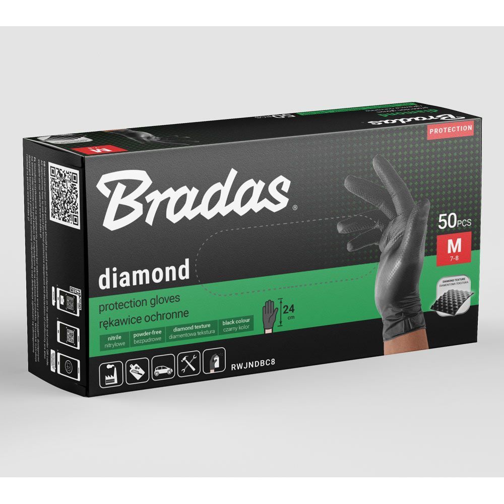 Нитриловые защитные перчатки, DIAMOND, размер XXL, 10-11, черный, RWJNDBC11